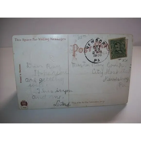 Vintage Halloween Postcard Gottschalk Kissing Goblins Bats 2040 Newport Pa 1908